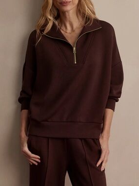 Varley Hawley Half Zip Sweatshirt Brown